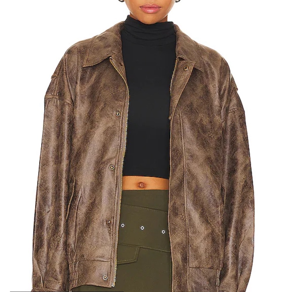 Lioness Kenny Bomber - Distressed Brown Leather Jacket